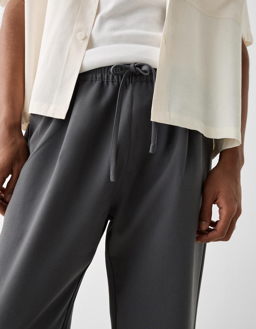 Calças jogger wide tailored fit-Cinzento-escuro-3