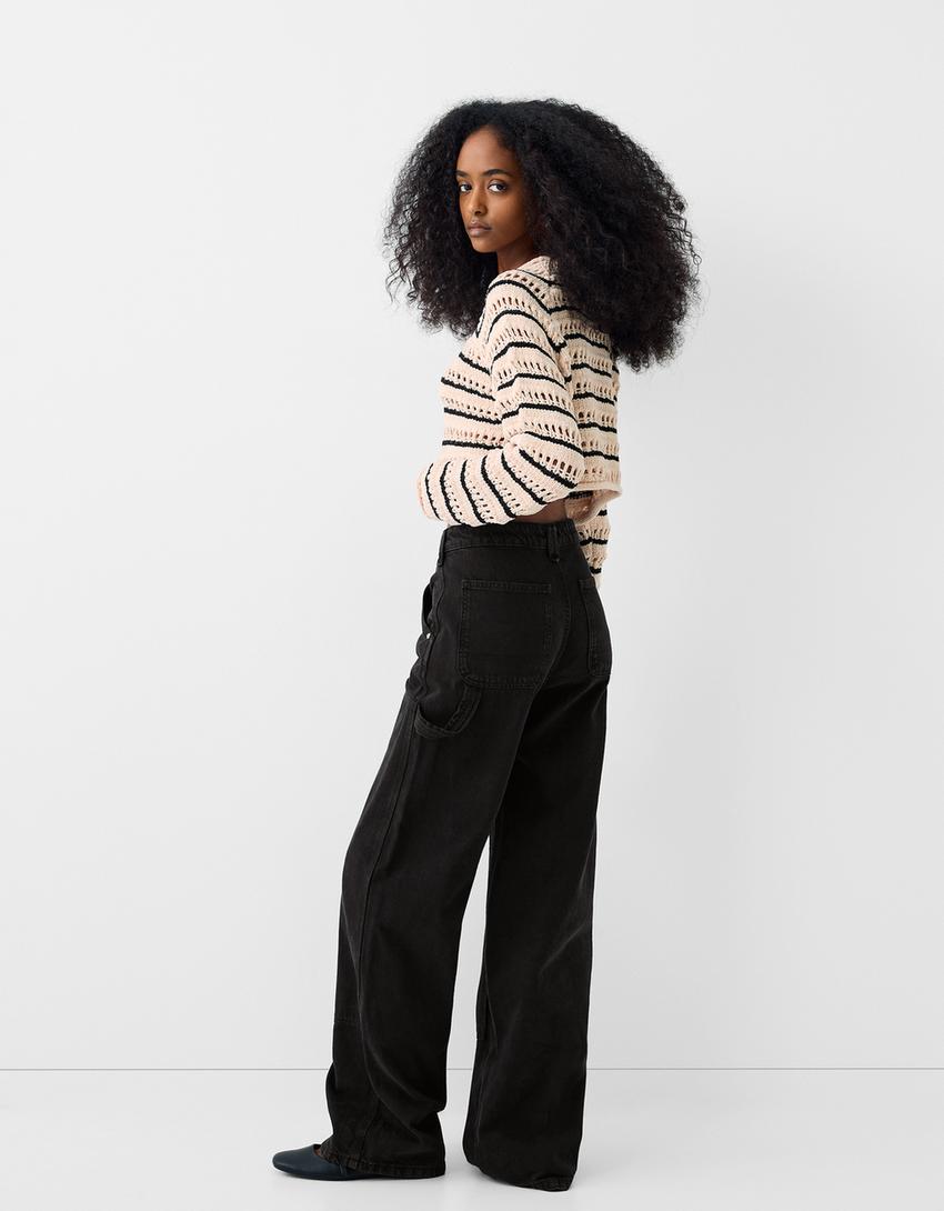 سروال عمالي ريفي تويل-رمادي-2