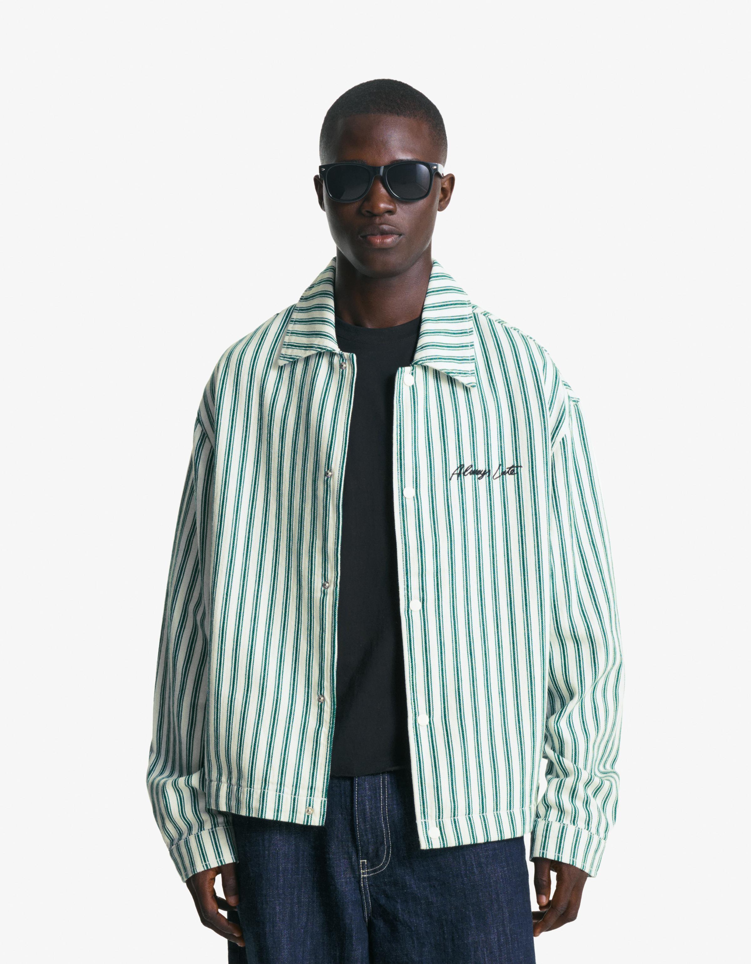 Bershka Gestreifte Jacke Mit Stickerei Herren S Grün