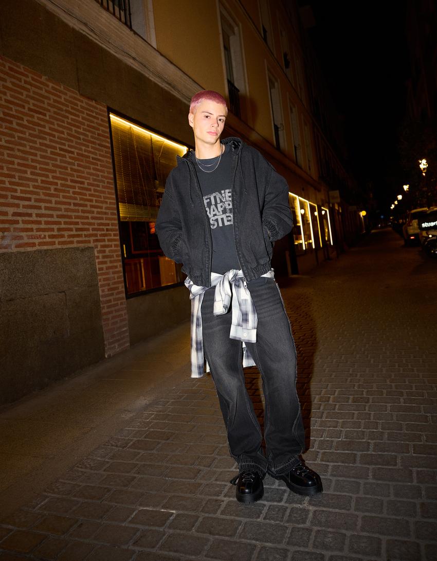 Geacă denim ținte-Negru