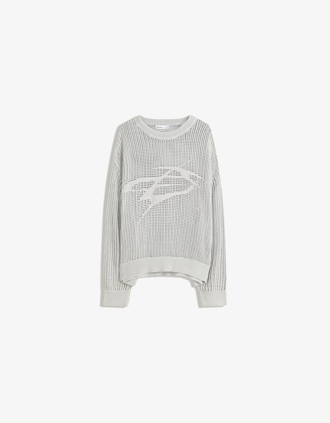 Faded-effect mesh sweater