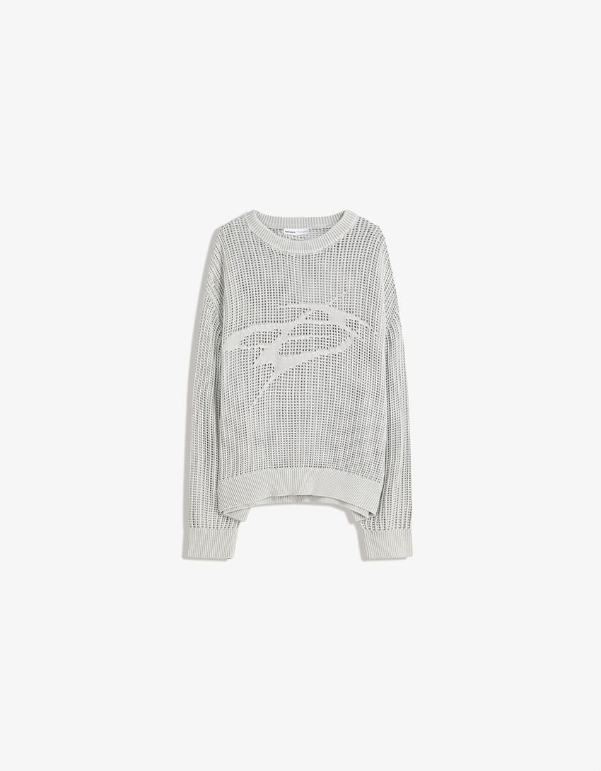 Faded-effect mesh sweater-Grey-3