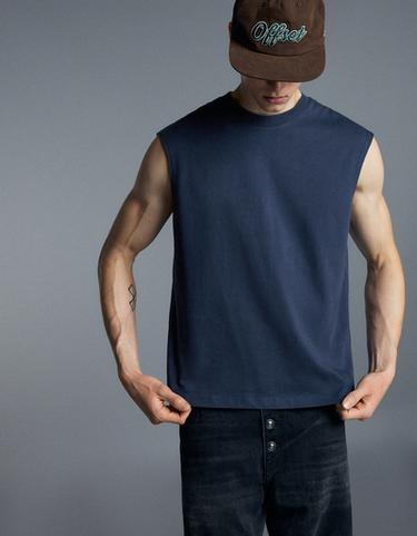 Worker sleeveless T-shirt — Navy 1