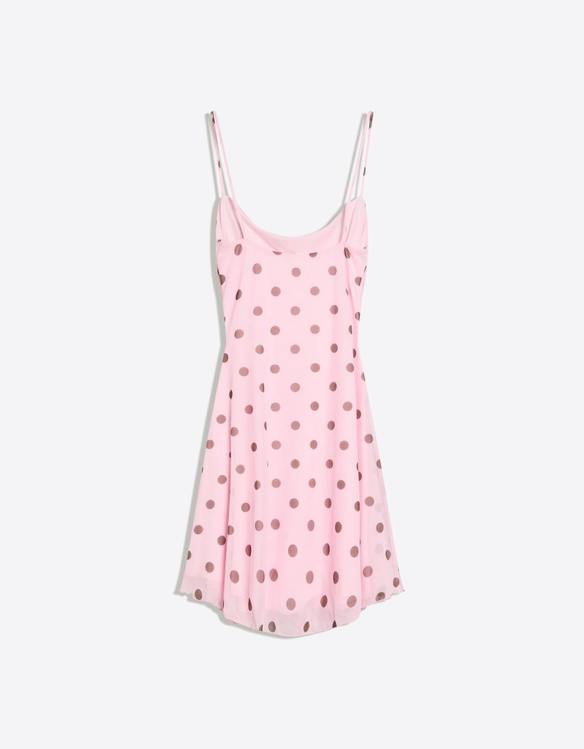 Vestido mini tirantes tul-Rosa