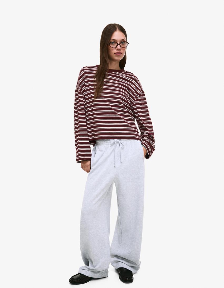 Samarreta màniga llarga estampat-Bordeus