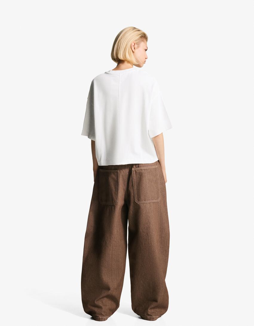 Maglietta a maniche corte boxy heavy cotton-Bianco Roto