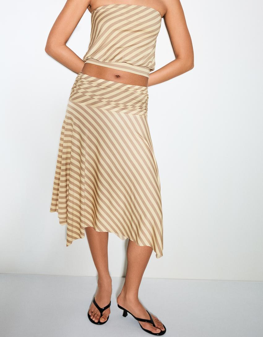 Gathered midi skirt-Yellow