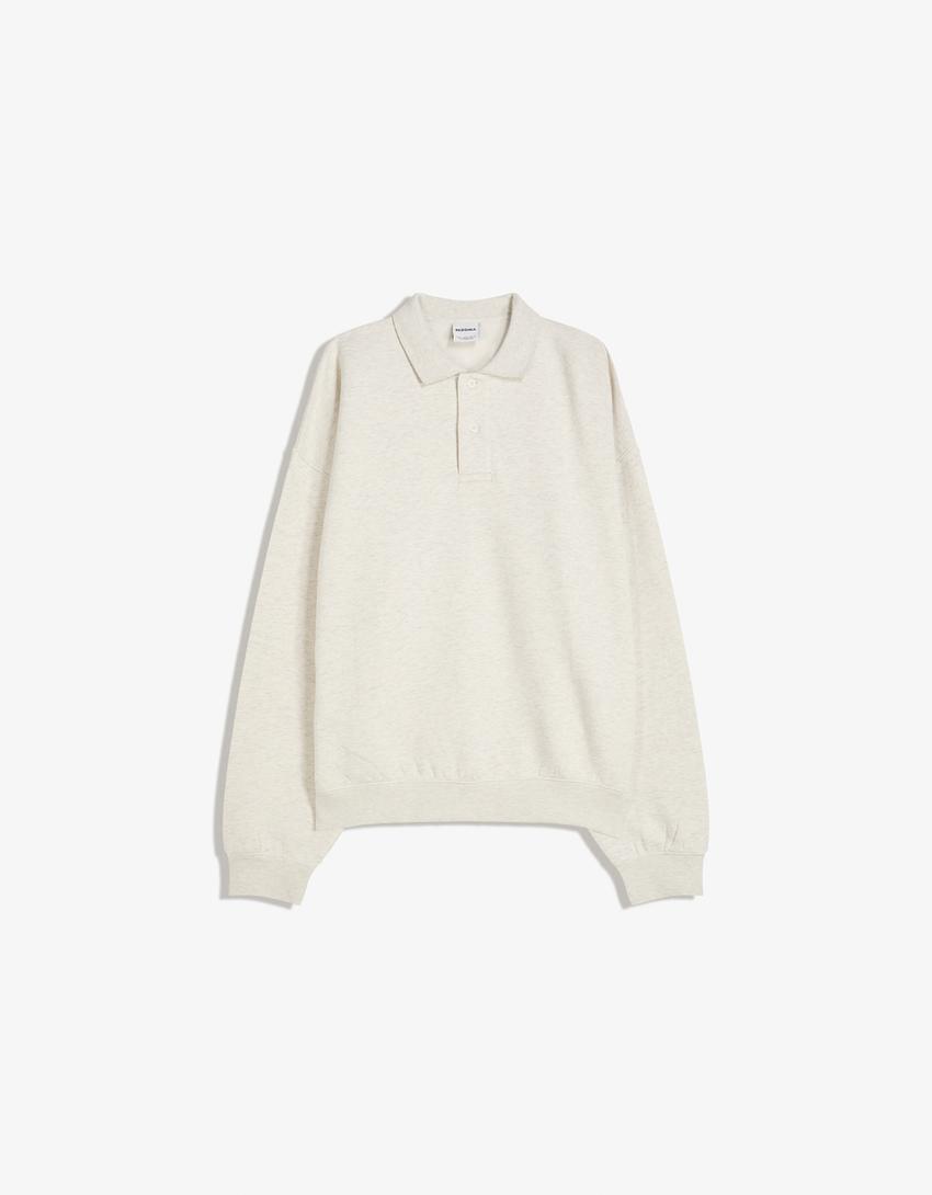 Sudadera cuello polo-Gris-5