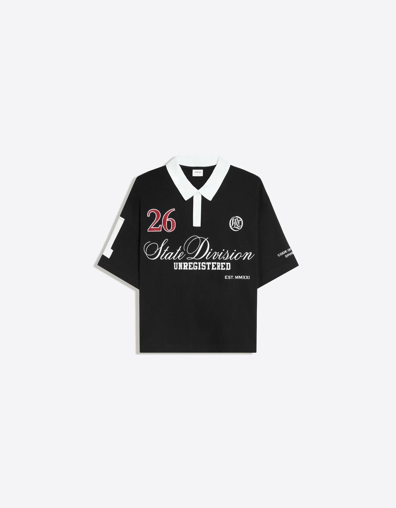 Short sleeve print polo shirt — Black