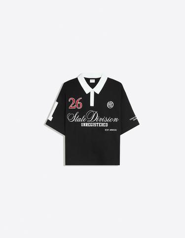 Short sleeve print polo shirt — Black 5