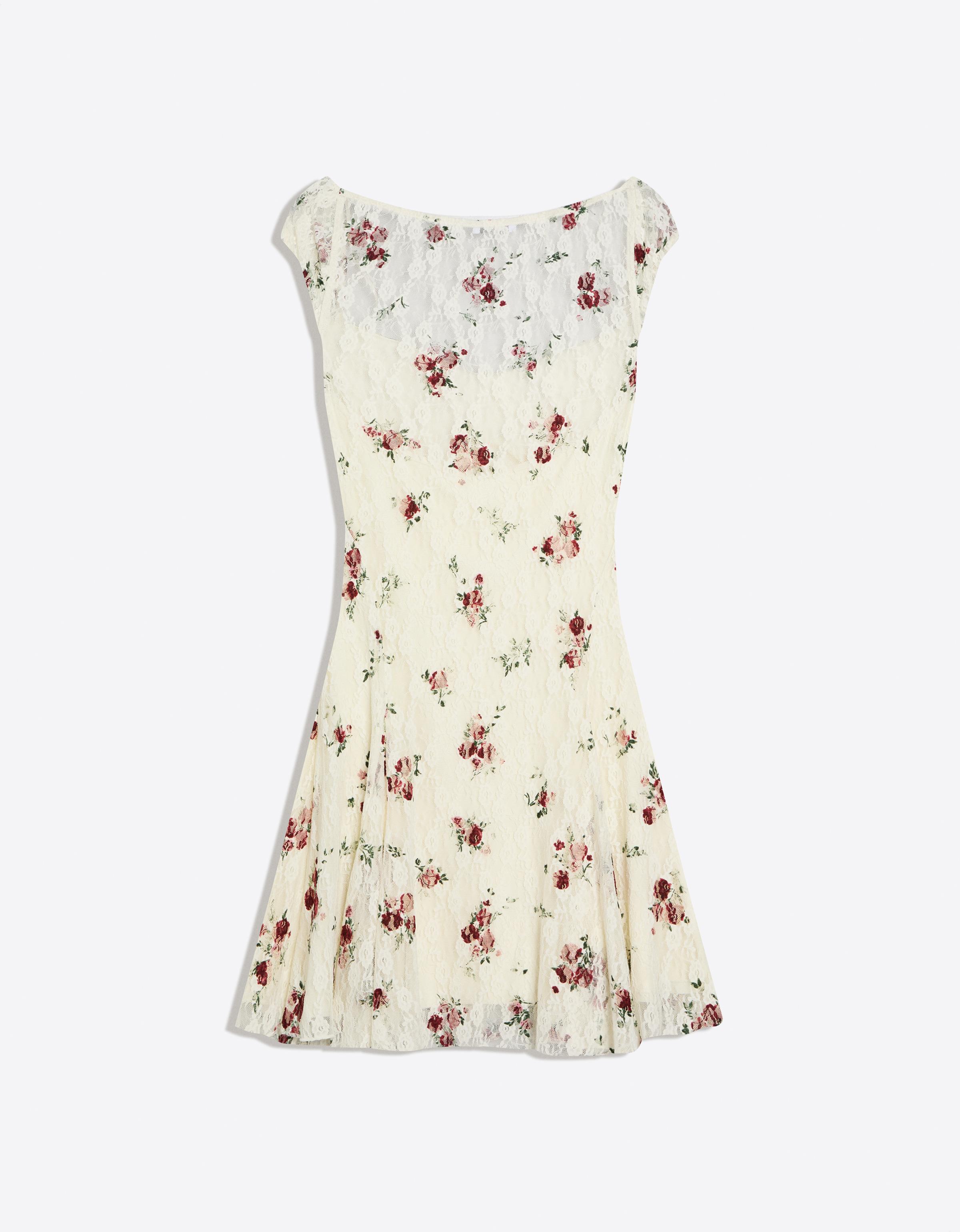 Mini dantel baskılı elbise - Görsel 6