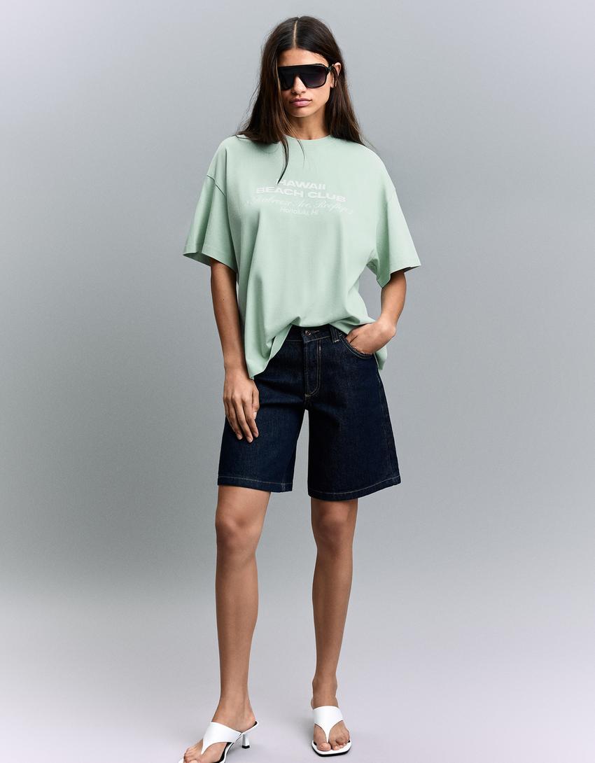 Camiseta manga corta print-Verde