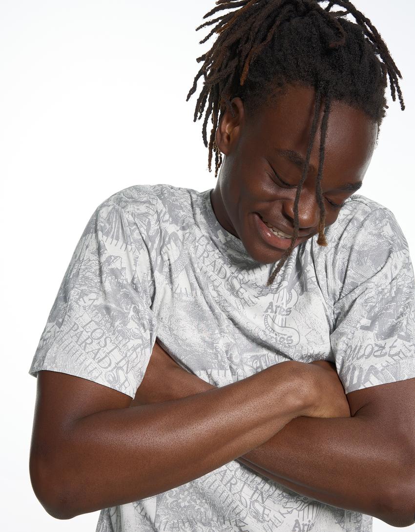 T-shirt regular fit ARIES X BERSHKA-Gris foncé