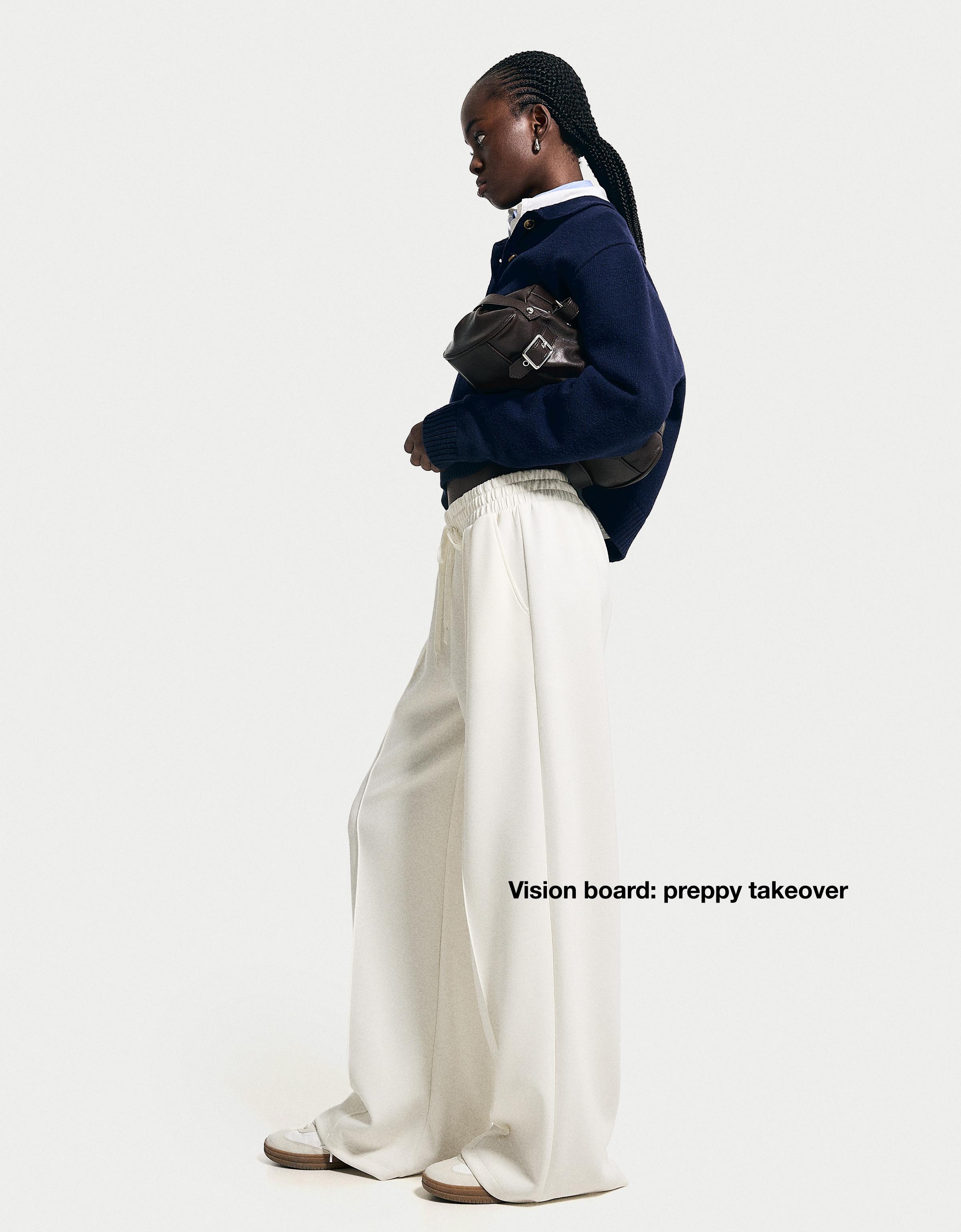 Wide-leg modal trousers — Cream