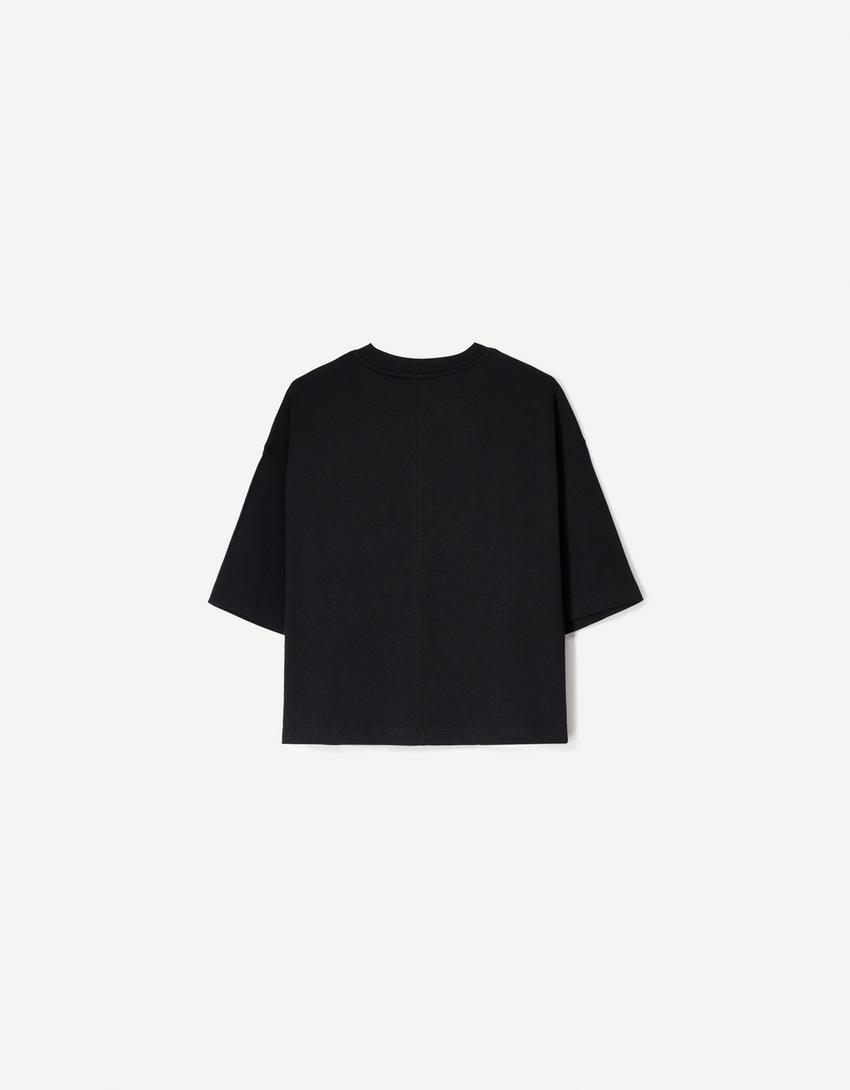 Heavy cotton boxy fit short sleeve T-shirt-Black