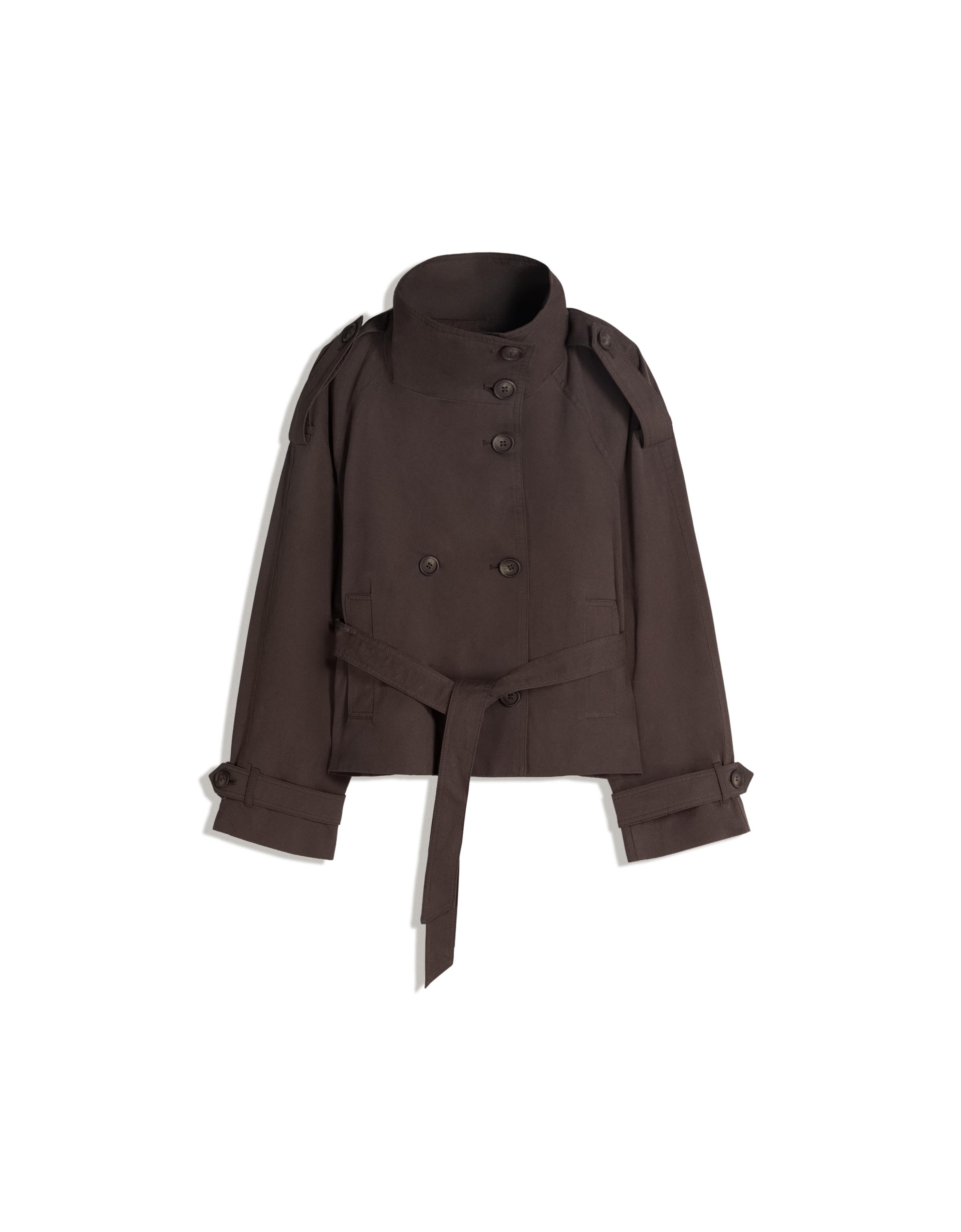 Funnel neck trench jacket — Brown