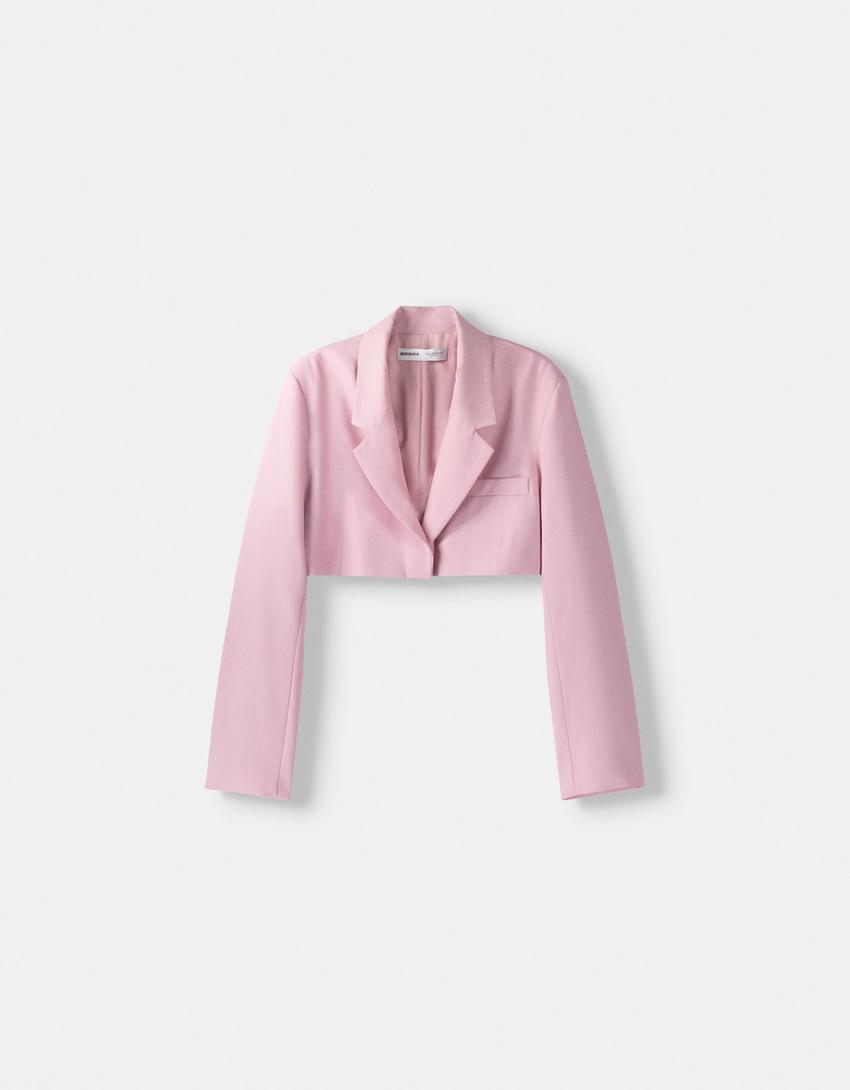 Mini skirt and blazer set-Pink-7