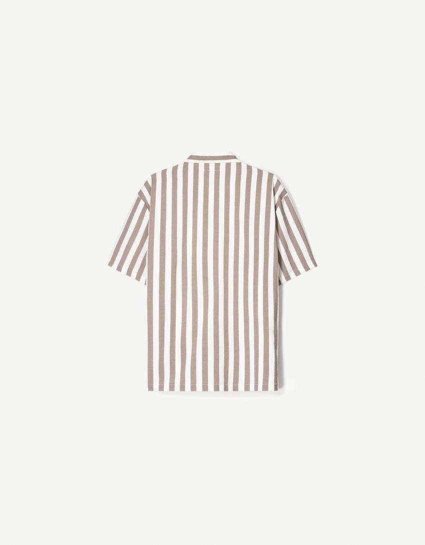 Relaxed fit short sleeve shirt-Sand-5