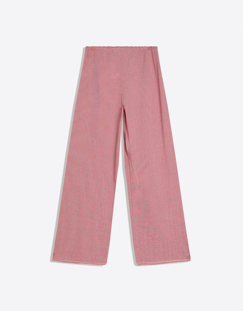 Gerade Hose mit Streifenprint-Rot