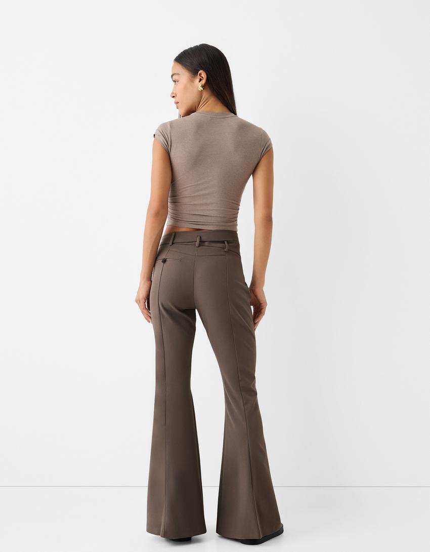 Flared cut-out trousers-Sand-2