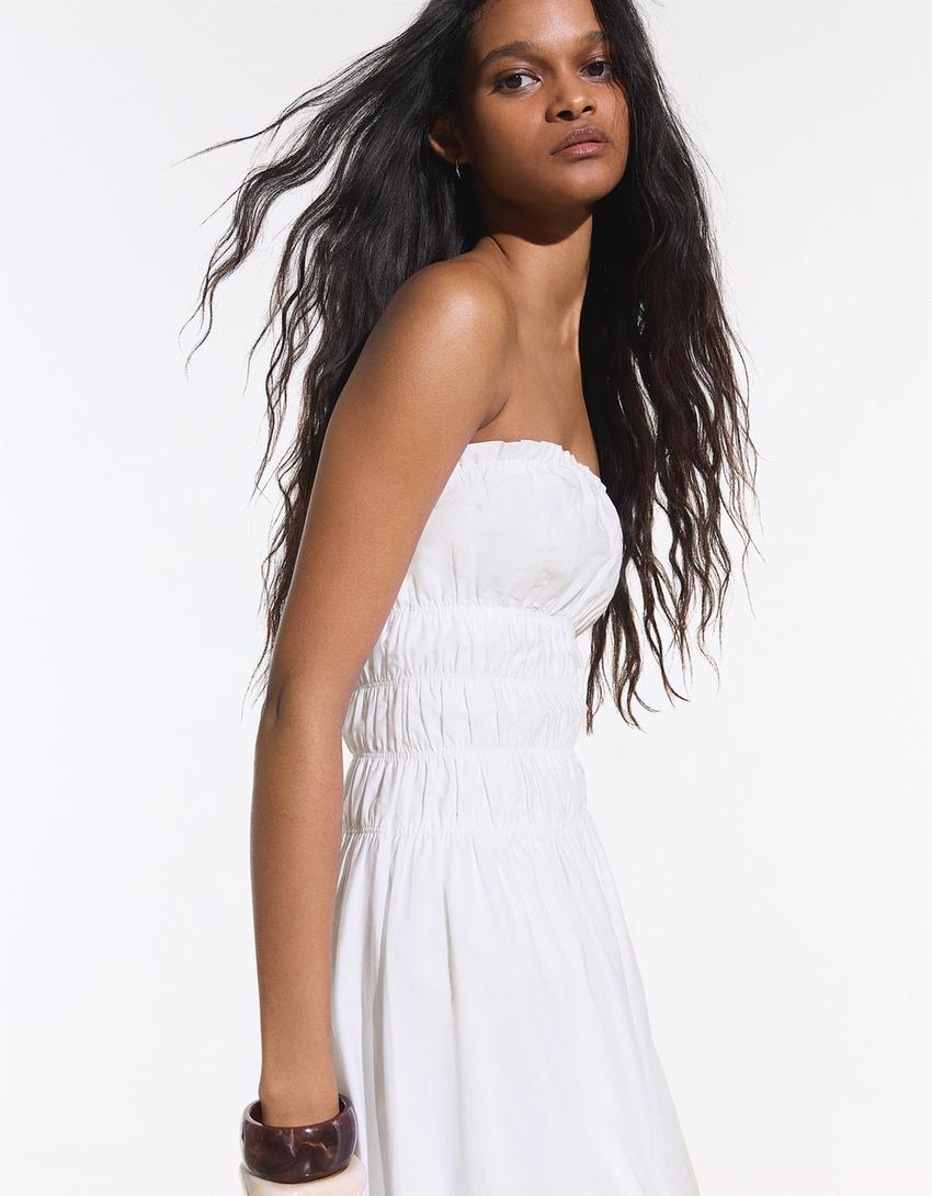 Robe maxi popeline-Blanc