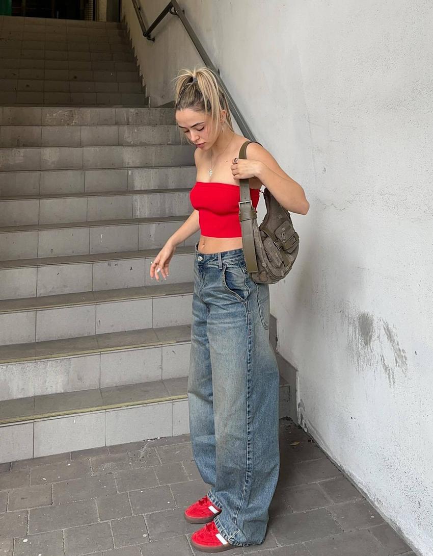 بنطال جينز تزلج بتأثير باهت-أزرق فاتح-3