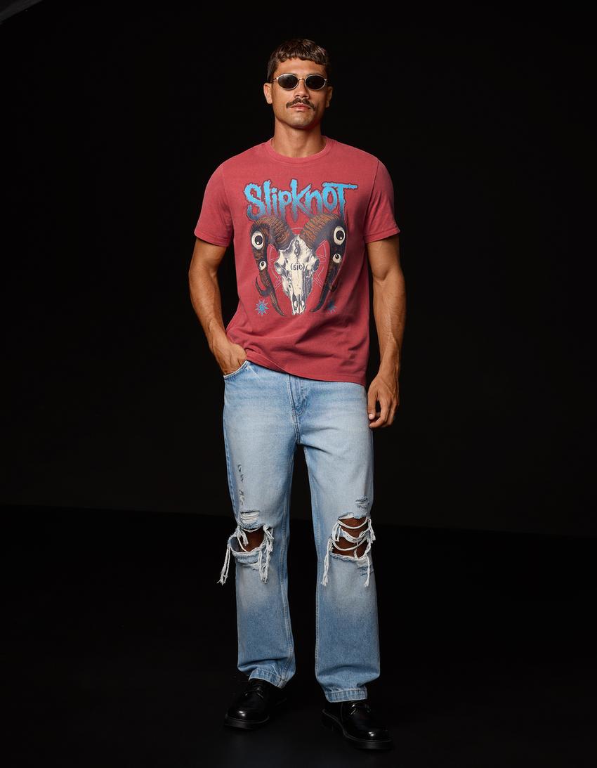 Regular fit short sleeve Slipknot T-shirt-Red