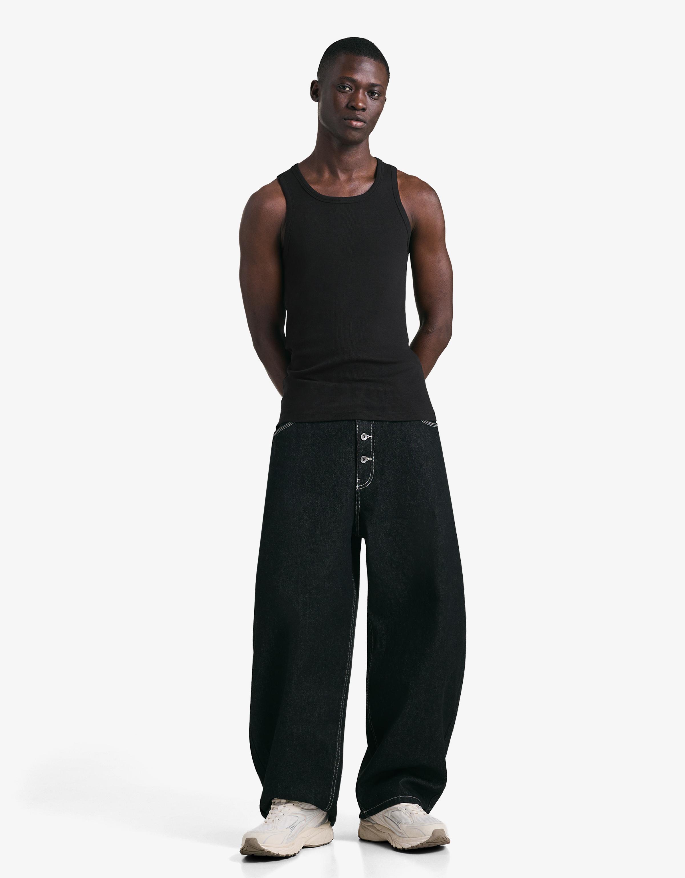 Ribbed vest top — Black