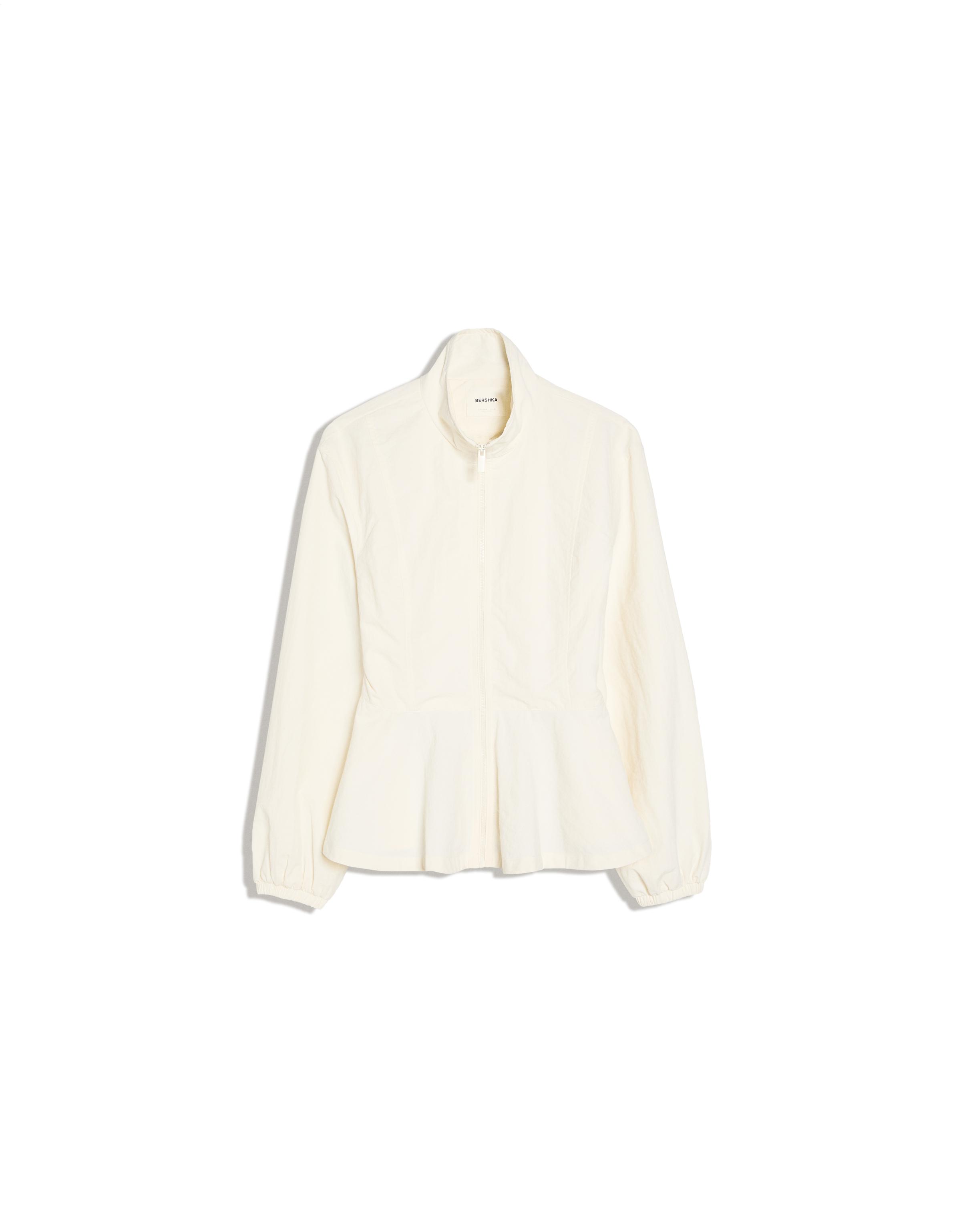Peplum zip-up jacket — Cream
