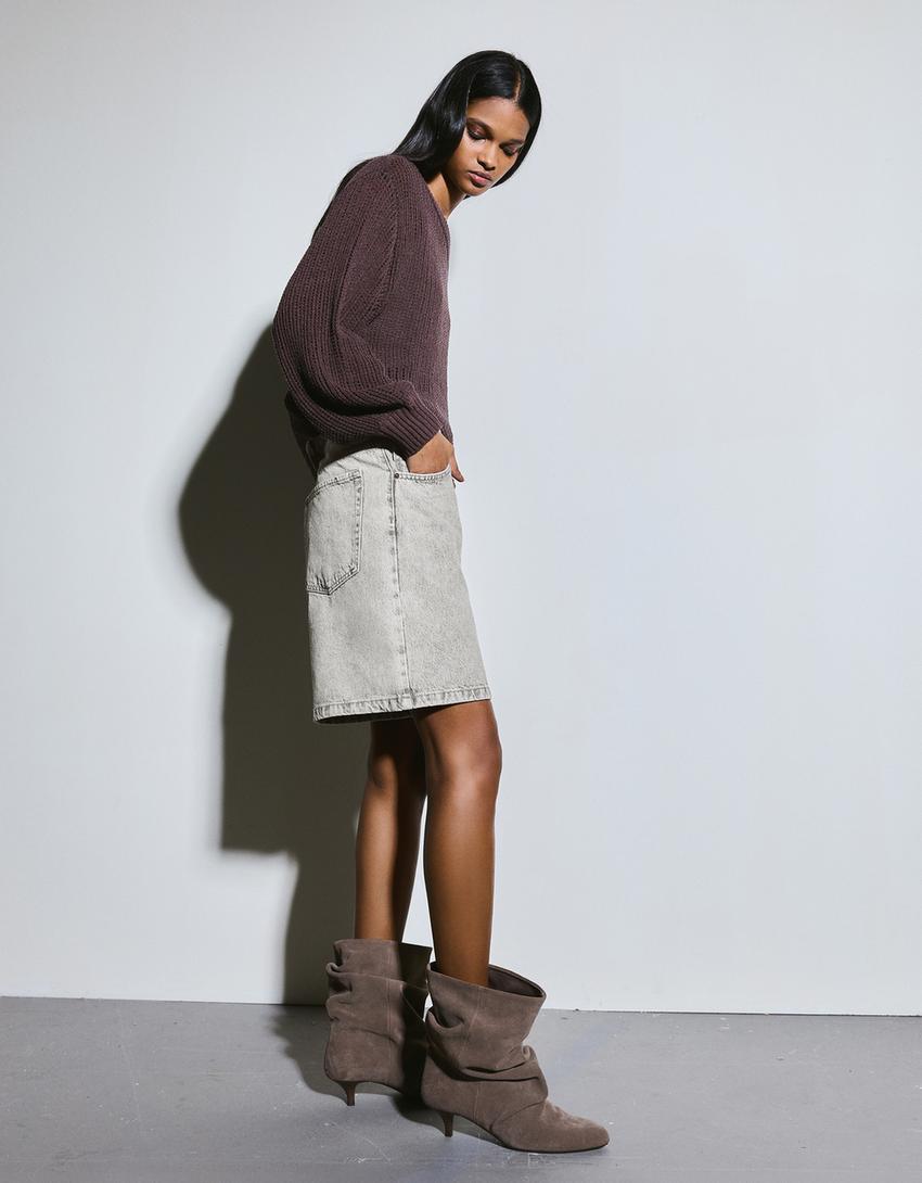 Short en jean baggy fit-Gris