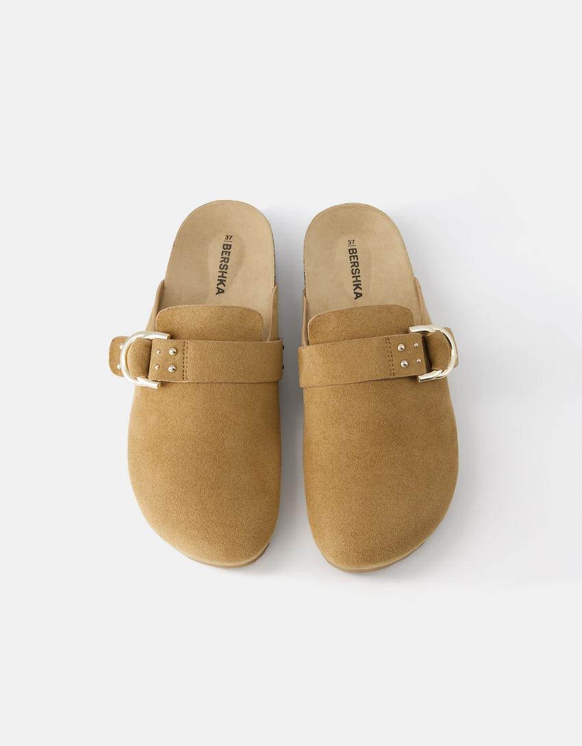 Buckled clogs with stud details-SAND-4