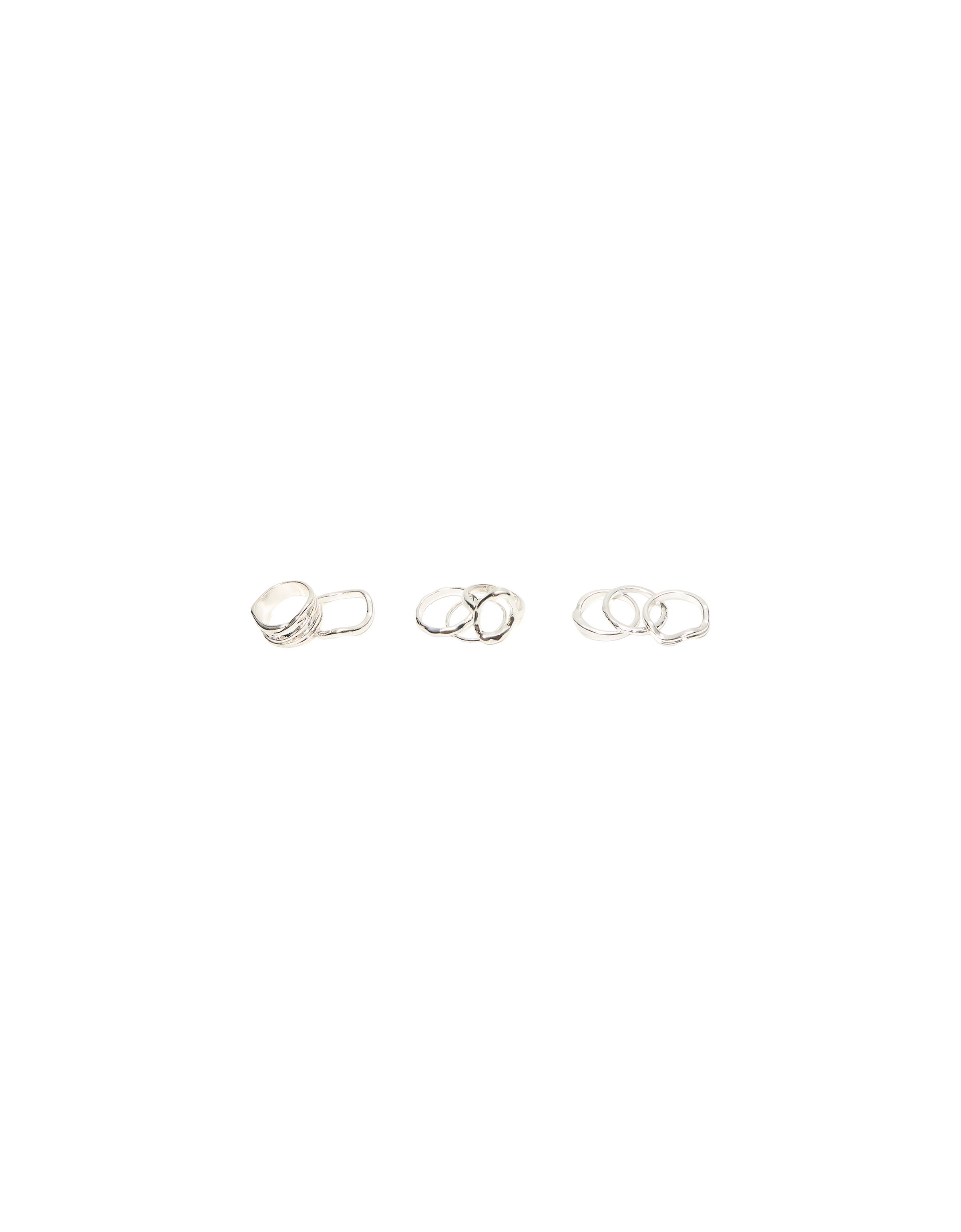 Pack of 8 assorted rings — Silver