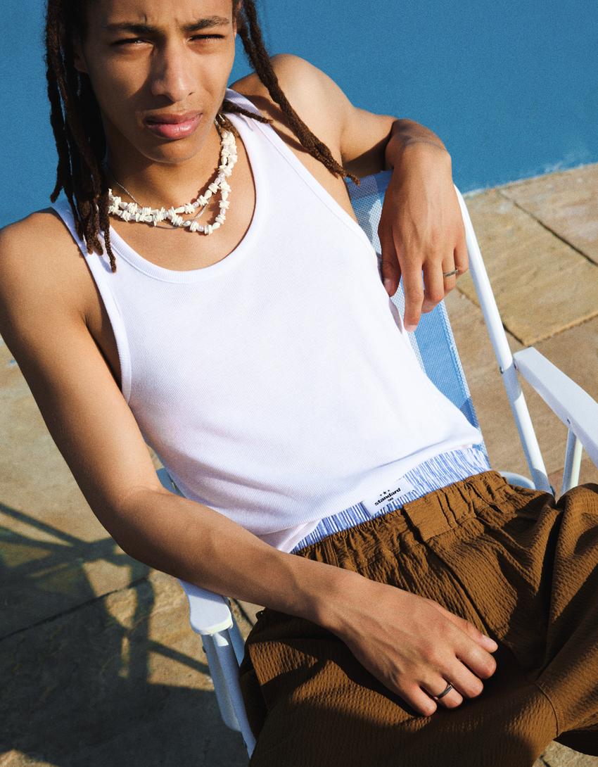 Ribbed vest top-White