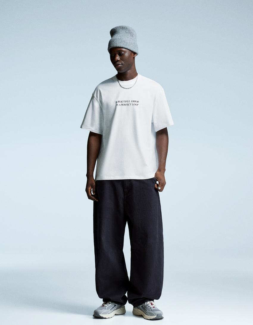 T-shirt manches courtes imprimé-Blanc