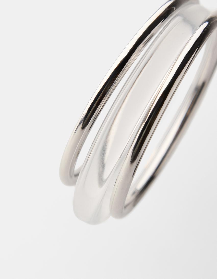 طقم من 9 أساور معدنية-فضي-4