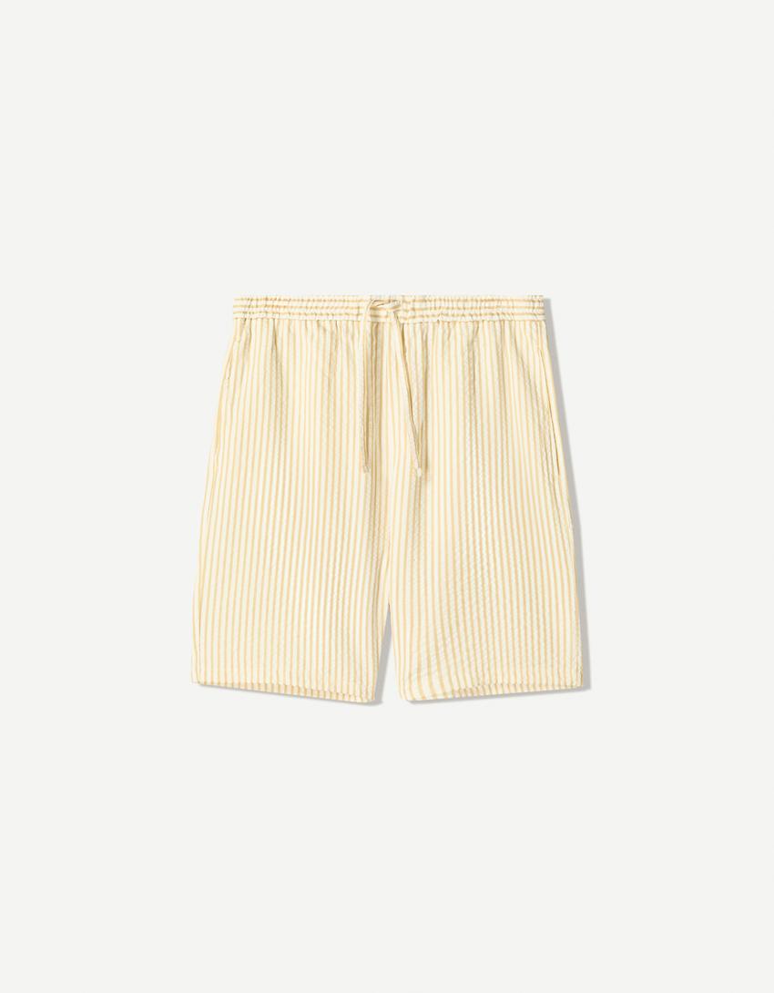 Bermuda jogger fit rayé-Jaune