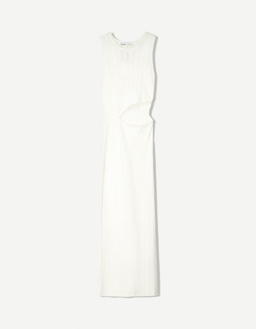 Vestido midi cut-out-Crudo