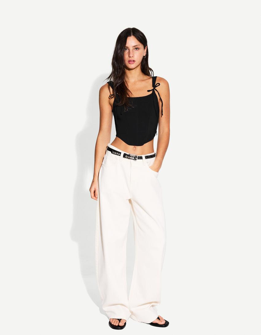 Corset top with bows-Black