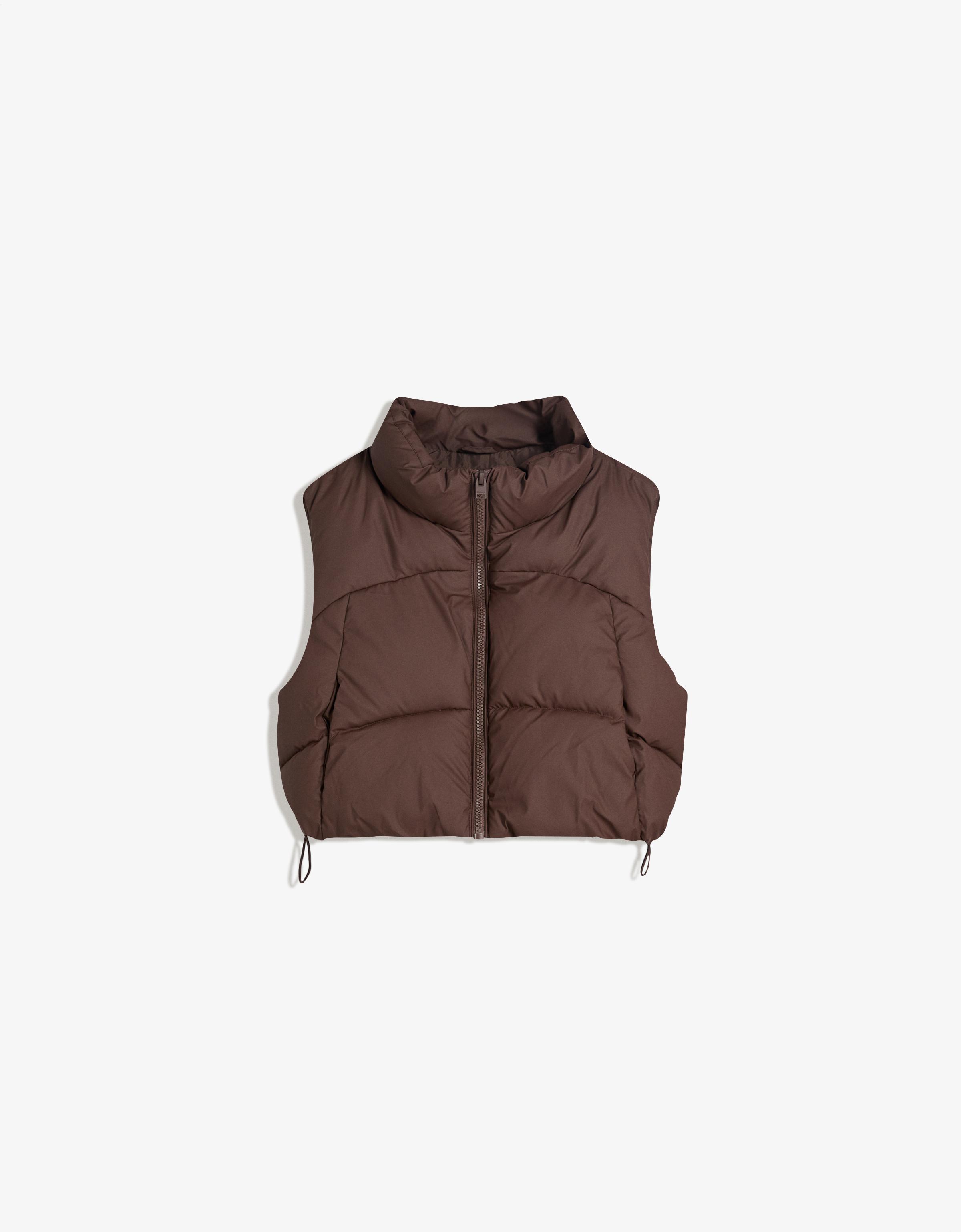 Bershka Kurze Steppweste Damen S Braun