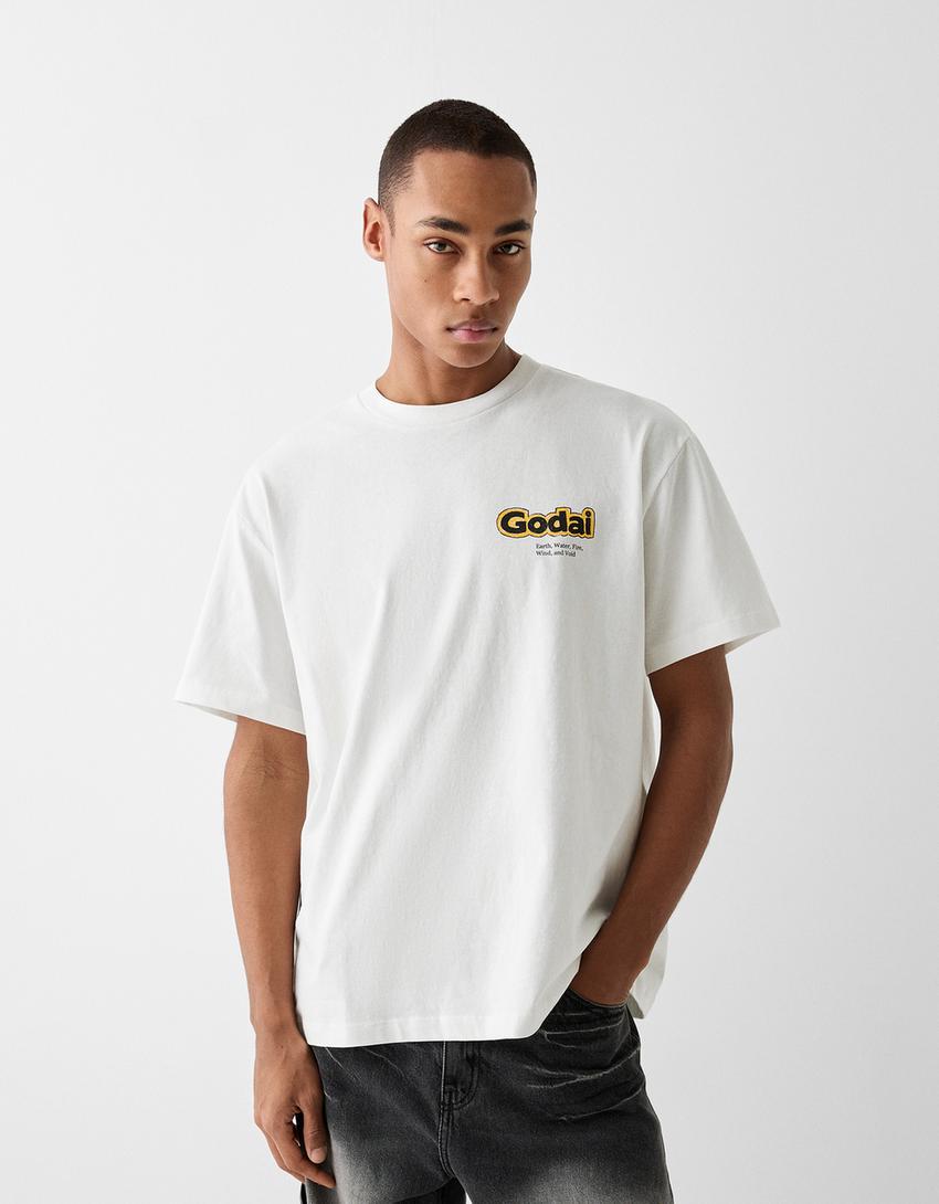 T-shirt manga curta boxy fit estampado-Gelo-1