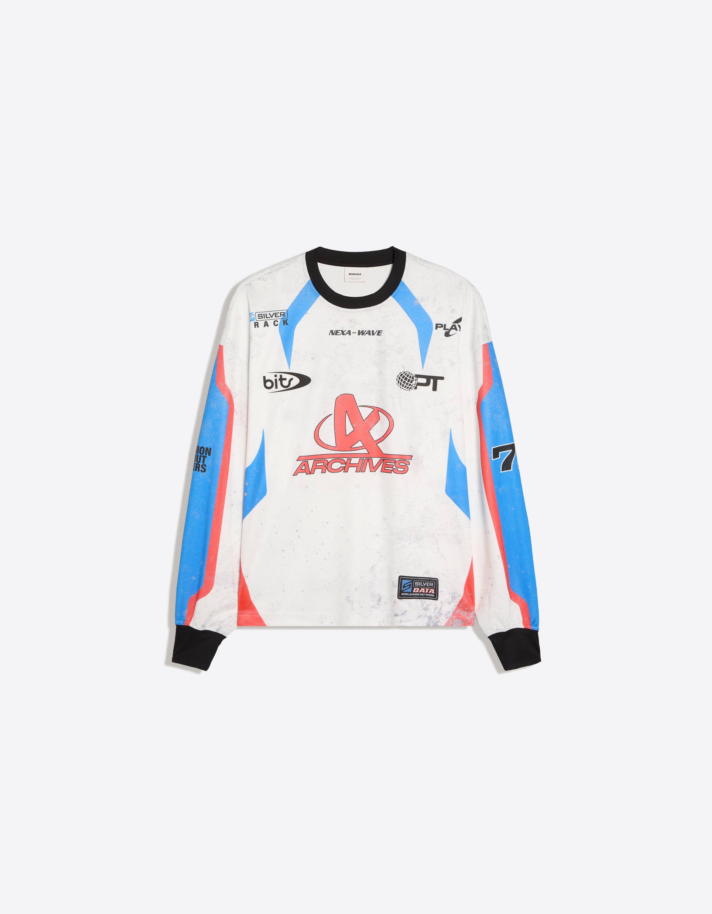Technical print long-sleeve T-shirt — Off white
