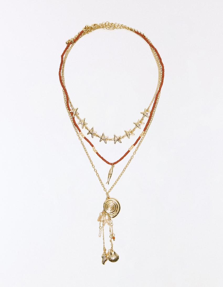 Pack isi 3 kalung liontin-Emas