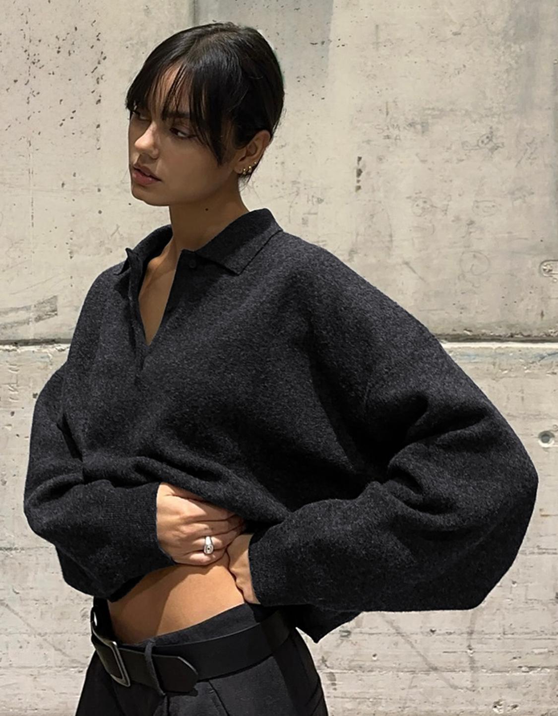 سويتر بوكسي بياقة بولو