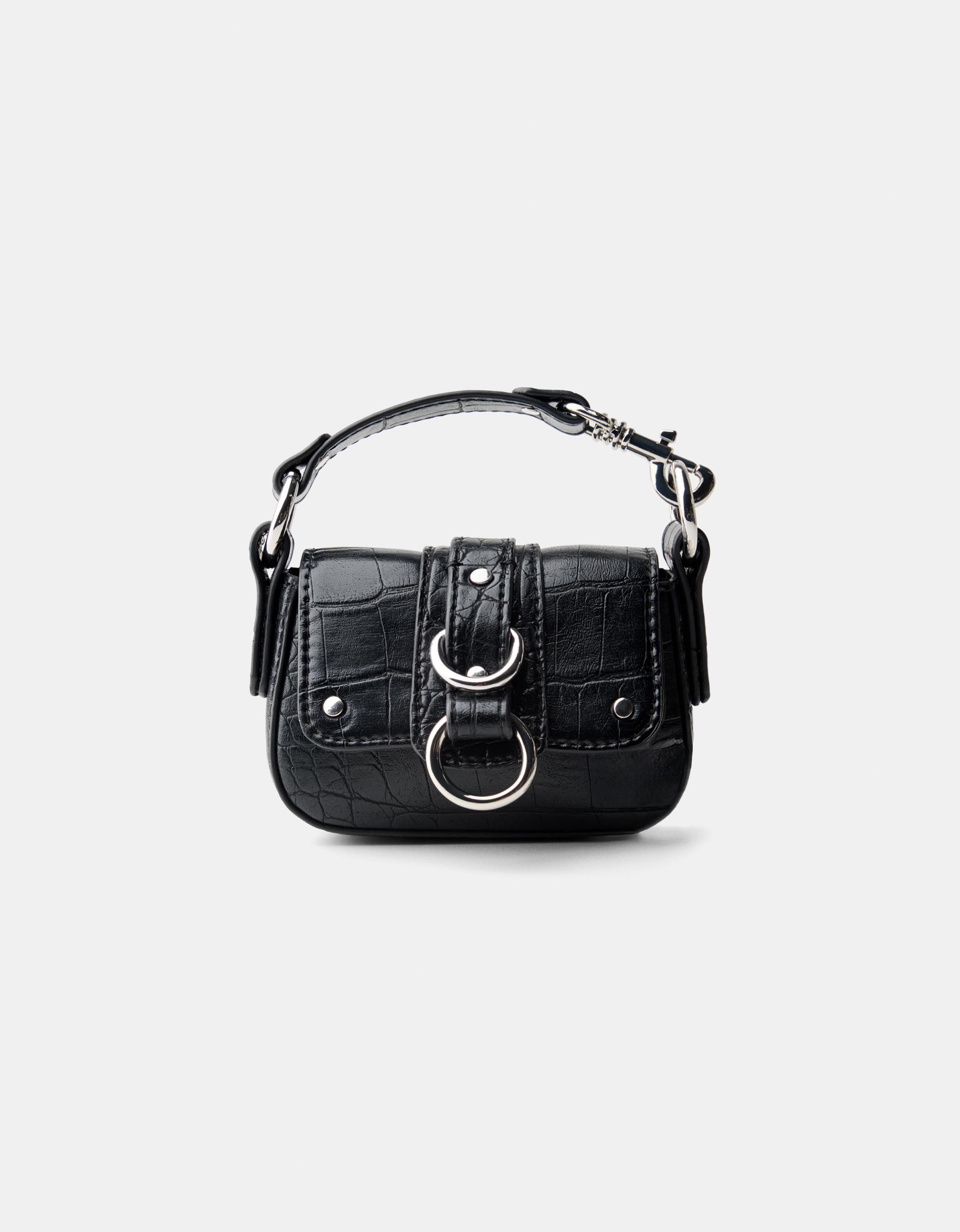 Bershka Mini-Tasche Aus Kunstleder Mit Schlüsselanhänger Damen Schwarz