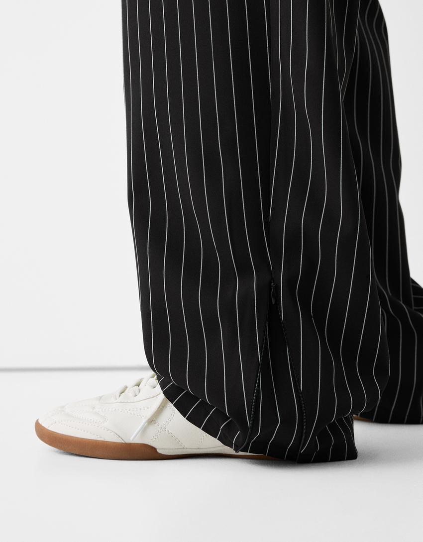 Pantalon balloon rayures tennis-Noir-6