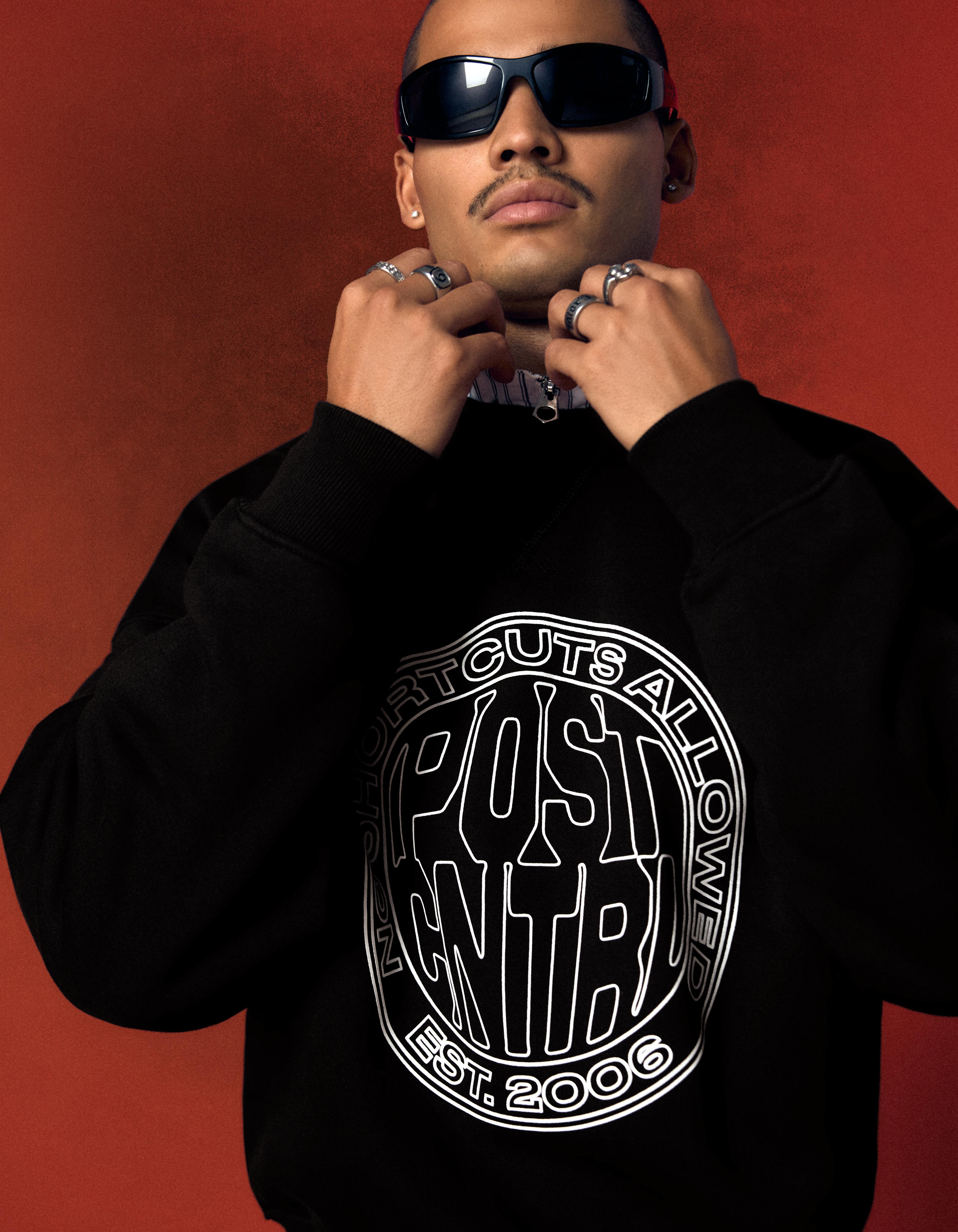Round neck print sweatshirt — Black