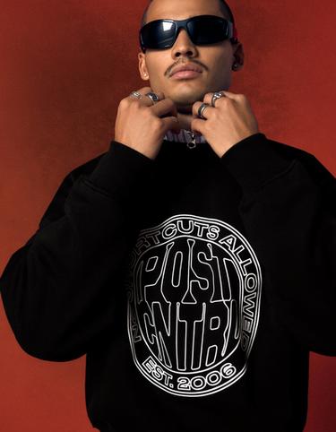 Printed round neck sweatshirt — Black 3