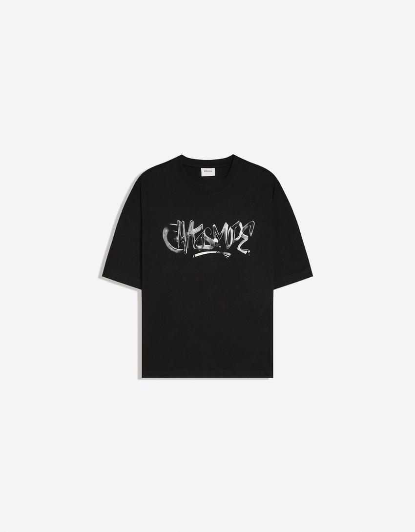 Boxy-fit printed T-shirt-Black