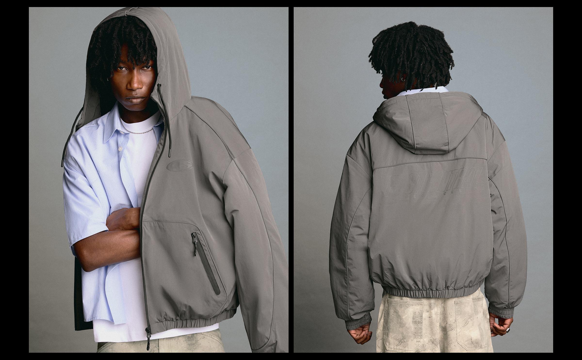 Technical hooded jacket — Grey