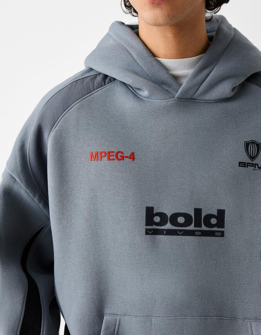 Sweat capuche imprimé-Gris foncé-5